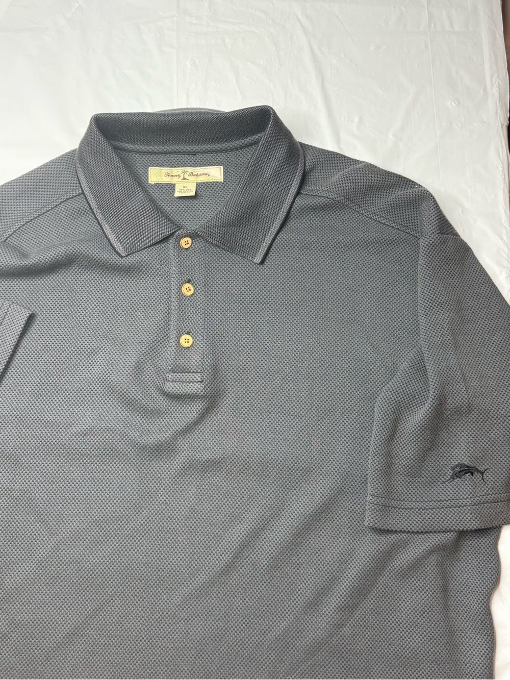 Tommy Bahama Polo Shirt Mens XL Gray Silk Cotton Knit Short Sleeve Casual